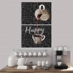 Two canvases for coffee lovers with Arabic letters on the background
