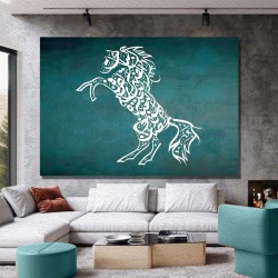 Canvas painting of a horse in Arabic letters