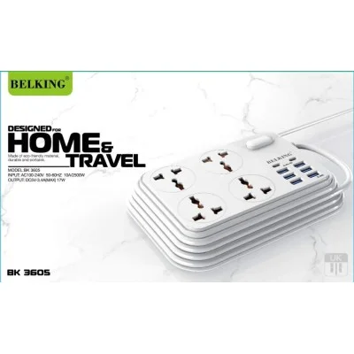 MOXOM Power Strip 6 Usb + 4 power Socket + 2 Type C port - White