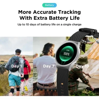 Motorola Moto Watch 120 - Premium Smartwatch for Men with AMOLED Display, 10-Day Battery Compatible with Android and iPhone 36 MM - Silver