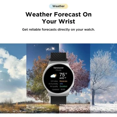 Motorola Moto Watch 120 - Premium Smartwatch for Men with AMOLED Display, 10-Day Battery Compatible with Android and iPhone 36 MM - Silver