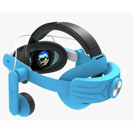 Gamax Adjustable Headmount with Earphones for Meta Quest 3 (c3) - Blue