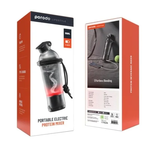 Porodo LifeStyle Portable Electric Protein Mixer- Black