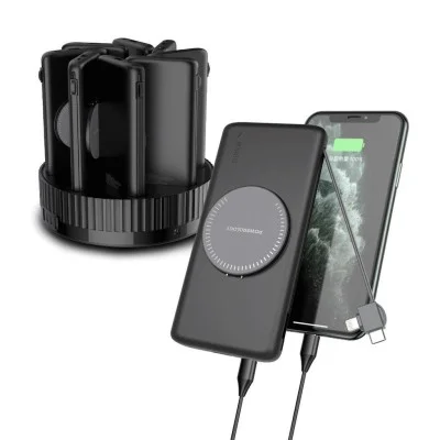 Powerology 8 IN 1 Power Bank Terminal 8x 10000mAh QC Wireless Power Bank – Black