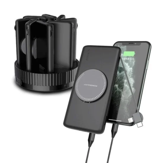 Powerology 8 IN 1 Power Bank Terminal 8x 10000mAh QC Wireless Power Bank – Black