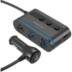 Choetech 3 Sockets 2C+1A Cigarette Lighter Splitter - Black