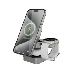 Energea MagCube 3 IN 1 Foldable Magsafe Fast Wireless Charger - Gunmetal