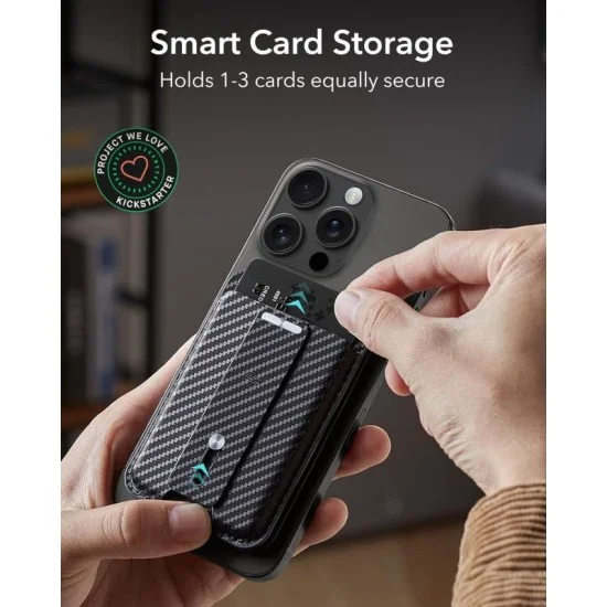 ESR HaloLock Geo Wallet Grip Stand - Carbon Fiber