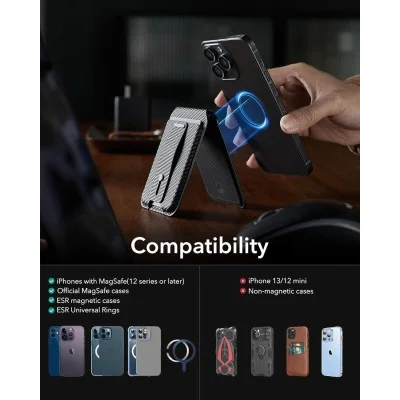 ESR HaloLock Geo Wallet Grip Stand - Carbon Fiber