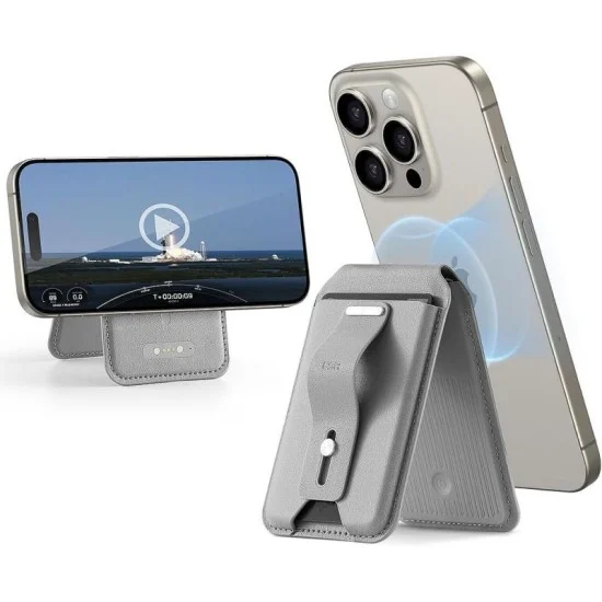 ESR HaloLock Geo Wallet Grip Stand - Natural Titanium