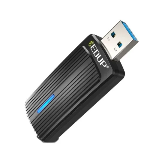 Porodo Dual Band WiFi6 USB Adapter with Additional USB A to Type- C Adaptor - Black