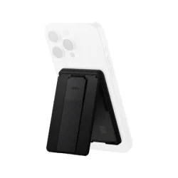 Uniq Heldro ID Magnetic Card Holder With Grip-Band And Stand - Midnight Black