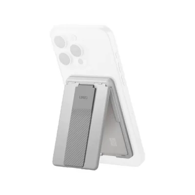 Uniq Heldro ID Magnetic Card Holder With Grip-Band And Stand - GRAY