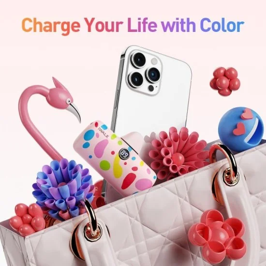 IWALK LINKME PRO FAST CHARGE POCKET BATTERY USB-C 4800 MAH (Pink Bubble)