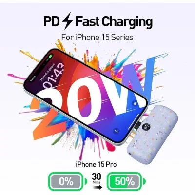 IWALK LINKME PRO FAST CHARGE POCKET BATTERY USB-C 4800 MAH (Purple Ribbon)