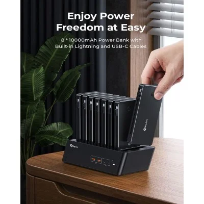 Raycue 8 in 1 Charging Station Combo with 8*10000mAh PD20W Power Bank-UK