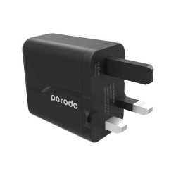 Porodo PD & QC Wall Charger 20W Charge 0%-60% in 30 Minute Includes Braided Type-C To Lightning PD Cable 1.2m/4ft - Black