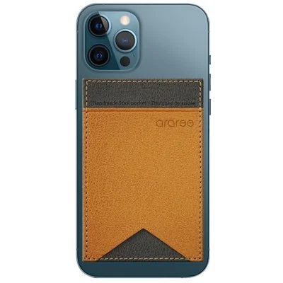 Araree Stick Pocket Lite Synthetic Leather Universal Card Holder for Mobile - Saddle Brown