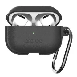 Araree Pops Laeather Texture Silicone Case For Apple Airpod Pro - Black