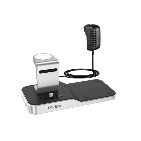 Choetech 4 in 1 MFI Wireless Charging Dock - Silver
