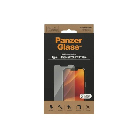 PanzerGlass iPhone 14 Antibacterial Tempered Glass Classic Fit - Clear