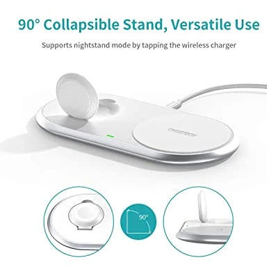 Choetech 2 in 1 MFI Wireless Charging Dock - White
