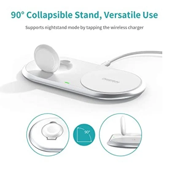 Choetech 2 in 1 MFI Wireless Charging Dock - White