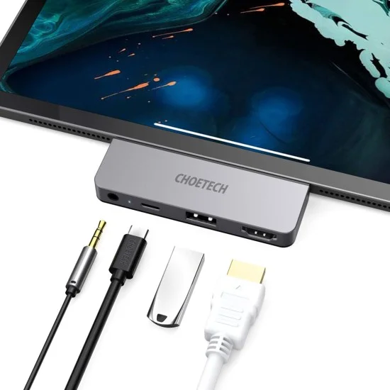 Adapter 4 In 1 Usb C Dock For All Usb C Devices Choetech - Grey