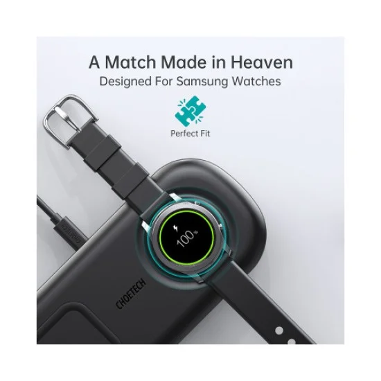 CHOETECH 2 in 1 Wireless Charger, 10W Max Wireless Charging Pad with Adapter for Galaxy Watch