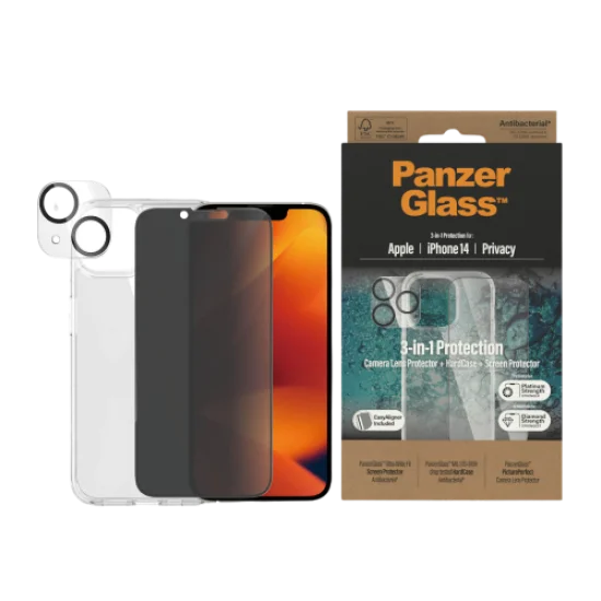PanzerGlass iPhone 14 6.1" Bundle Privacy (Screen Protector + Camera Lense+ HardCase)
