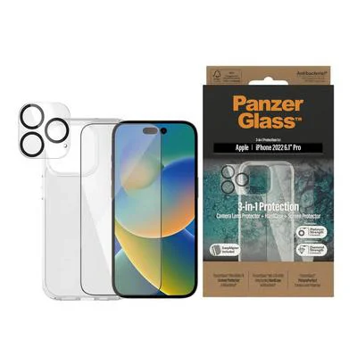 PanzerGlass iPhone 14 6.1" Pro Bundle Clear (Screen Protector + Camera Lense+ HardCase)
