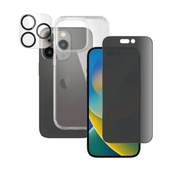 PanzerGlass iPhone 14 6.1" Pro Bundle Privacy (Screen Protector + Camera Lense+ HardCase)