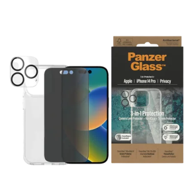PanzerGlass iPhone 14 6.1" Pro Bundle Privacy (Screen Protector + Camera Lense+ HardCase)