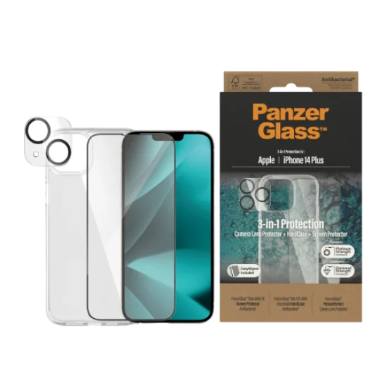 PanzerGlass iPhone 14 Plus 6.7" Bundle Clear (Screen Protector + Camera Lense+ HardCase)
