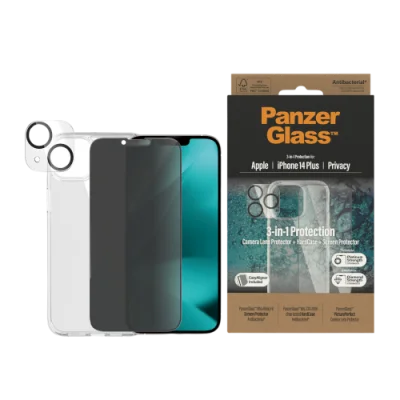 PanzerGlass iPhone 14 Plus 6.7" Bundle Privacy (Screen Protector + Camera Lense+ HardCase)