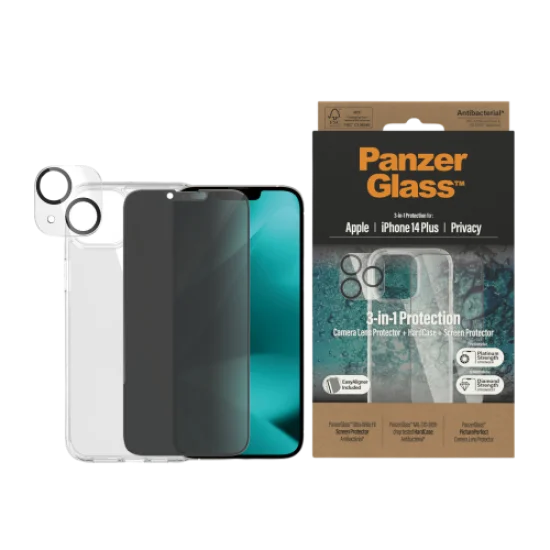 PanzerGlass iPhone 14 Plus 6.7" Bundle Privacy (Screen Protector + Camera Lense+ HardCase)