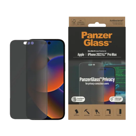 PanzerGlass iPhone 14 6.7" Pro Max Bundle Privacy (Screen Protector + Camera Lense+ HardCase)