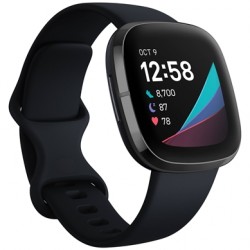 Fitbit Versa 3 Fitness Aluminum Wristband with Heart Rate Tracket - Black/Black
