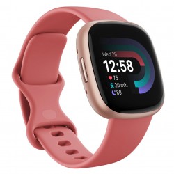 Fitbit Versa 4 Fitness Aluminum Wristband with Heart Rate Tracker - Pink Sand / Copper Rose Aluminum