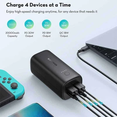 RAVPower PD Pioneer 20000mAh 48W 4-Port Power Bank &ndash; Black