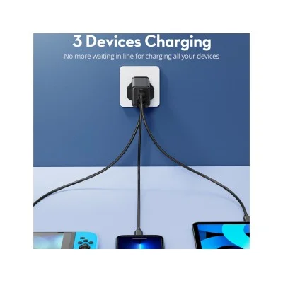 RAVPower PD 65 Watts 3-Port Wall Charger Black
