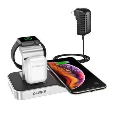 Choetech 4 in 1 MFI Wireless Charging Dock - Silver