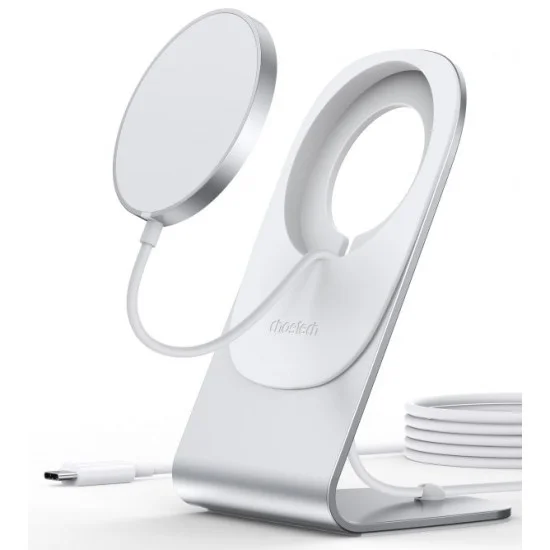 CHOETECH Magnetic Fast Wireless Charging Stand Holder with 5ft USB-C Cable for iPhone 12 (H047+T517)