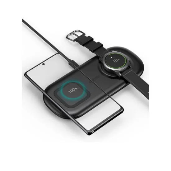 CHOETECH 2 in 1 Wireless Charger, 10W Max Wireless Charging Pad with Adapter for Galaxy Watch