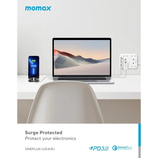 Momax ONEPLUG PD20W 2A1C 4 outlet (White)