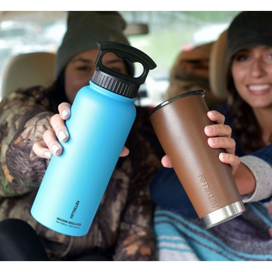 Fifty Fifty Vacuum Insulated Bottle 3 Finger Lid 1L (Slate Grey)