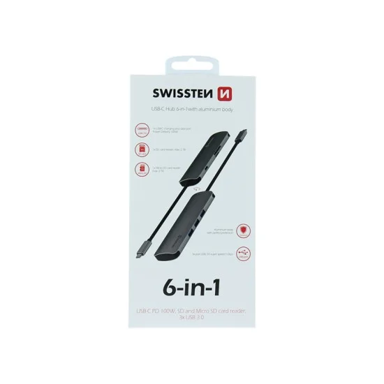 Adapter 7 In 1 Usb-C Hub Swissten - Grey