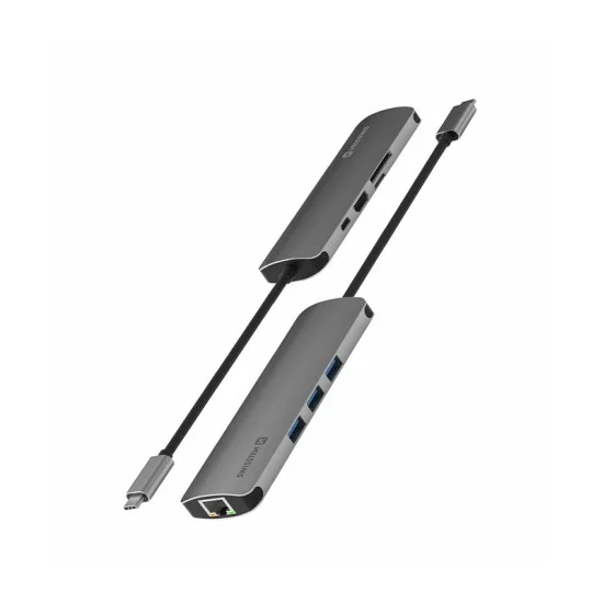 Adapter 8 In 1 Usb-C Hub Swissten - Grey