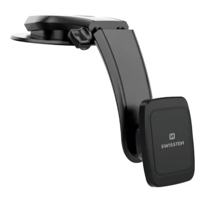 Swissten Dashboard Universal Magnetic Car Holder for Smartphones and Tablets-Black