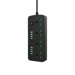 ONESAM Smart Connection, 2 meters long, and 3000 watts of power - 8 USB fast charging ports + 4 triple electrical sockets